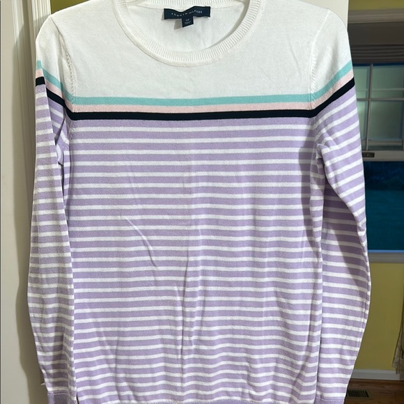 Tommy Hilfiger White and Lavender Striped Sweater size small not worn new - Picture 6 of 13